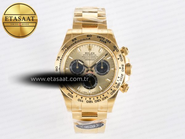 Rolex Daytona 126508 YG Clean YG/Siyah Kadran DD4131 Eta Saat - 1:1 Süper Klon Replika Saat