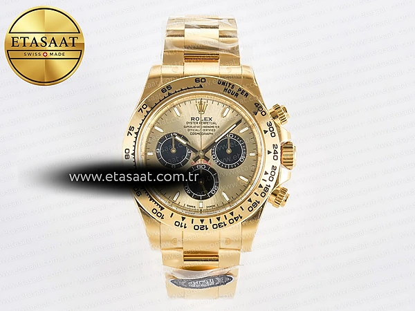Rolex Daytona 126508 YG Clean YG/Siyah Kadran DD4131 Eta Saat - 1:1 Süper Klon Replika Saat