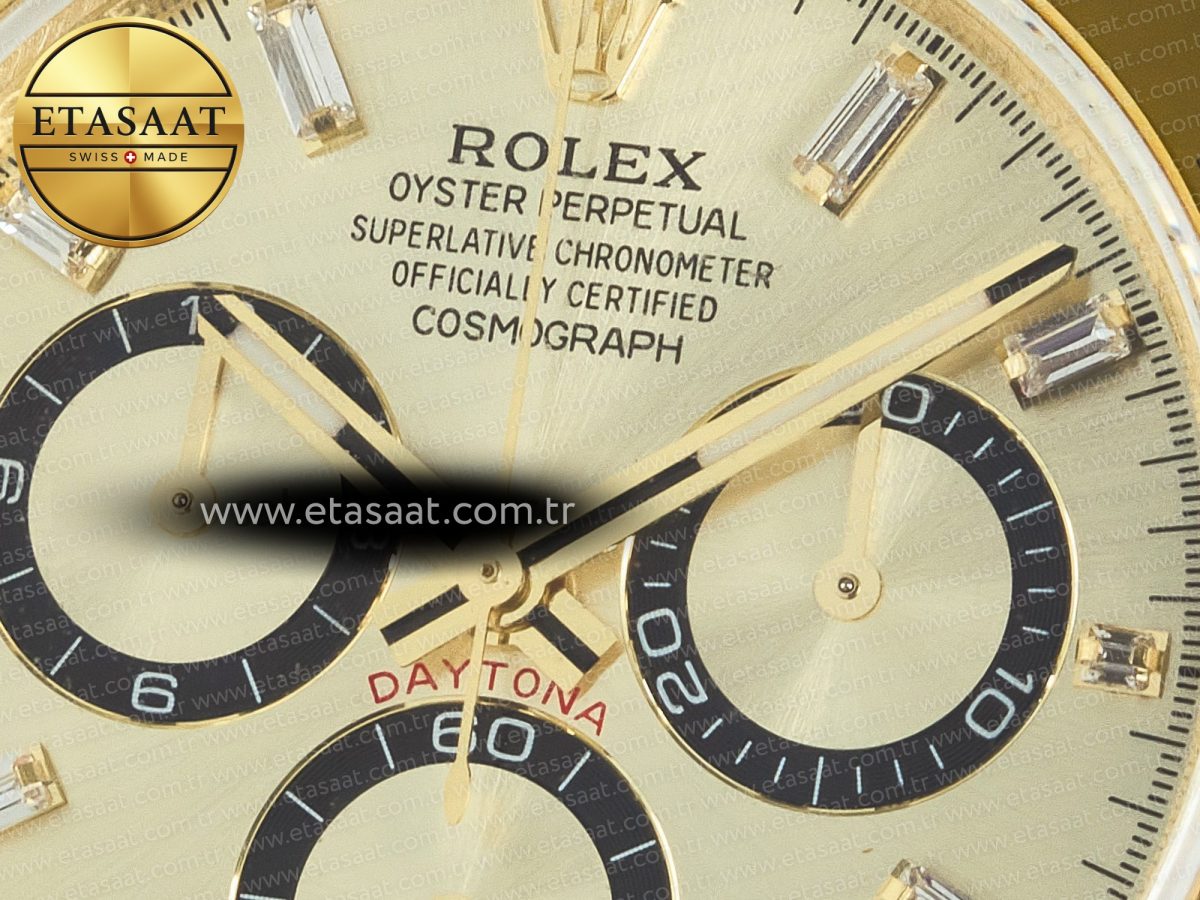 Rolex Daytona 126508 YG QF 1:1 Best Edition YG/Black Dial Crystal Markers On YG Bracelet SH4131 V6 (Gain Weight) - Görsel 10