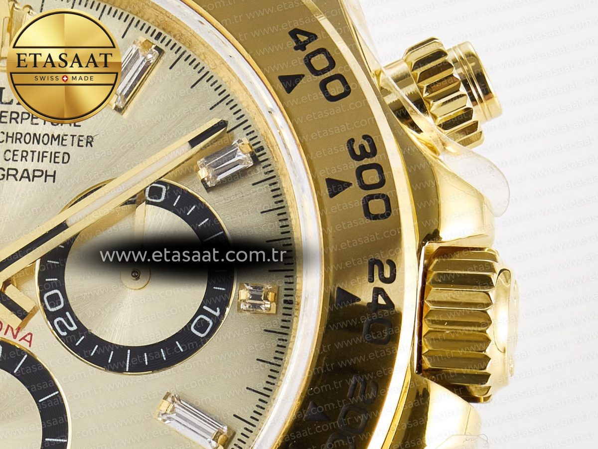 Rolex Daytona 126508 YG QF 1:1 Best Edition YG/Black Dial Crystal Markers On YG Bracelet SH4131 V6 (Gain Weight) - Görsel 11