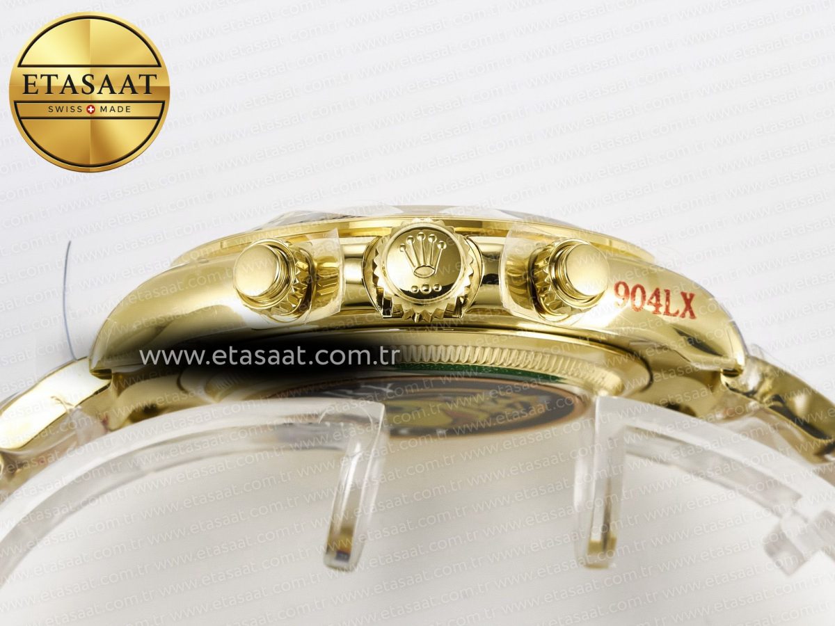 Rolex Daytona 126508 YG QF 1:1 Best Edition YG/Black Dial Crystal Markers On YG Bracelet SH4131 V6 (Gain Weight) - Görsel 16