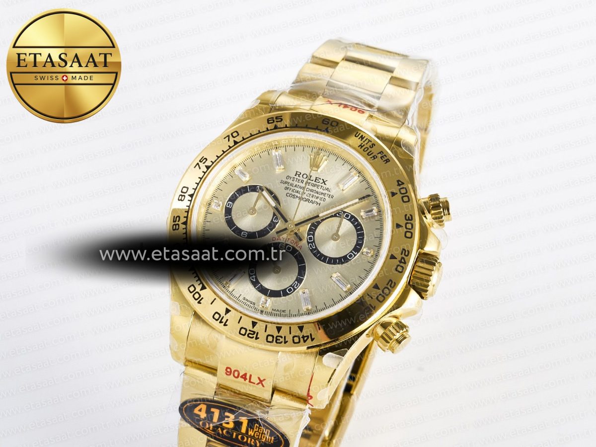 Rolex Daytona 126508 YG QF 1:1 Best Edition YG/Black Dial Crystal Markers On YG Bracelet SH4131 V6 (Gain Weight) - Görsel 2