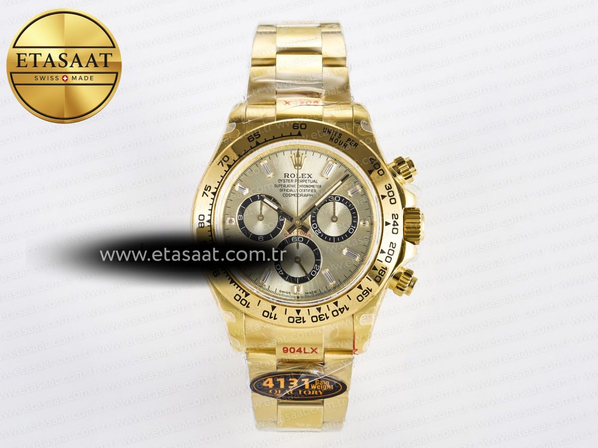 Rolex Daytona 126508 YG QF 1:1 Best Edition YG/Black Dial Crystal Markers On YG Bracelet SH4131 V6 (Gain Weight) - Görsel 3