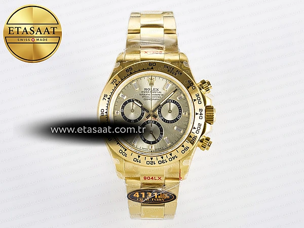 Rolex Daytona 126508 YG QF YG/Siyah Kadran Kristal Ağır Eta Saat - 1:1 Süper Klon Replika Saat