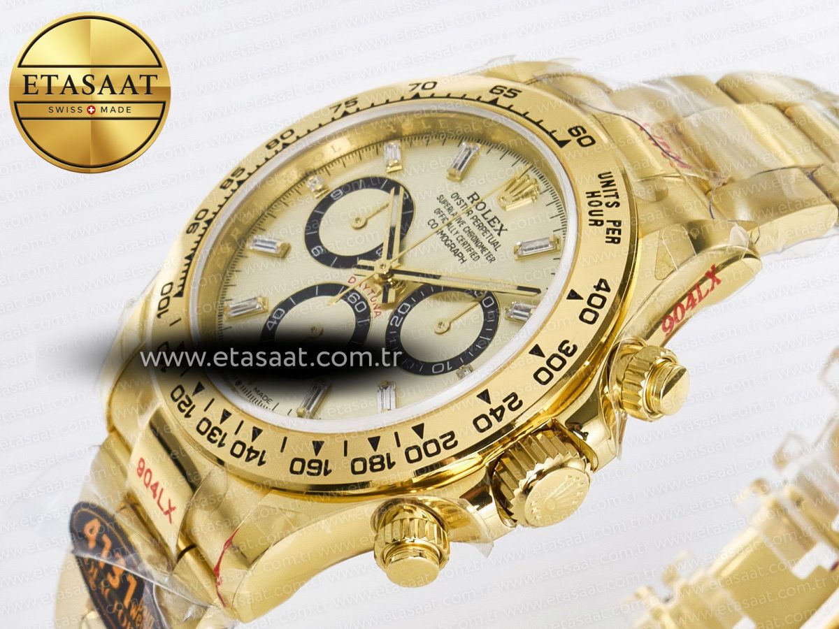Rolex Daytona 126508 YG QF 1:1 Best Edition YG/Black Dial Crystal Markers On YG Bracelet SH4131 V6 (Gain Weight) - Görsel 6