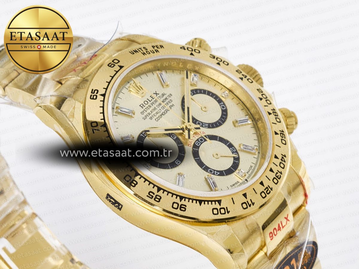 Rolex Daytona 126508 YG QF 1:1 Best Edition YG/Black Dial Crystal Markers On YG Bracelet SH4131 V6 (Gain Weight) - Görsel 7