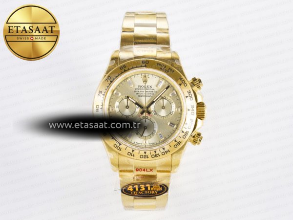 Rolex Daytona 126508 YG QF Altın Kadran Kristal Ağır Kasa Eta Saat - 1:1 Süper Klon Replika Saat