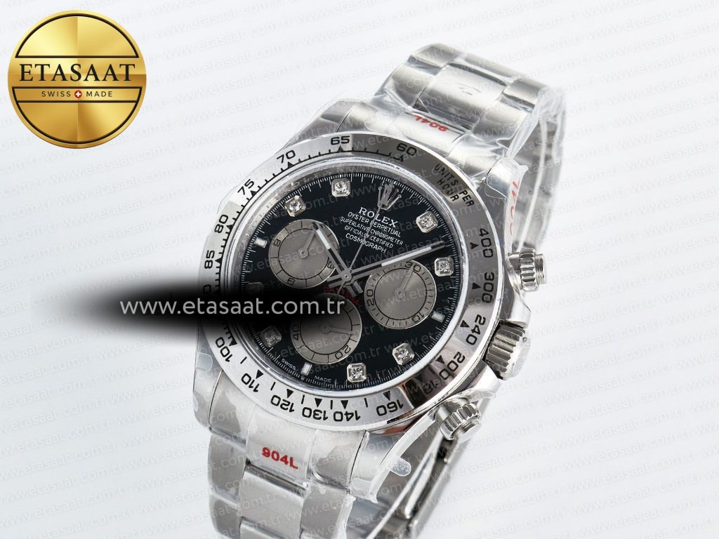 daytona 126509 qf 11 best edition black silver diamonds dial on ss braclet sh4131 v5 48 hours power reserve1