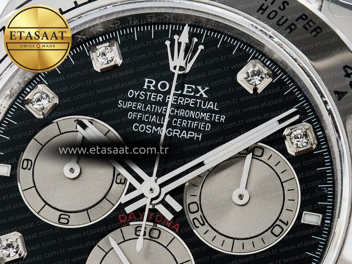 Rolex Daytona 126509 QF 1:1 Best Edition Black/Silver Diamonds Dial on SS Braclet SH4131 V5 - Görsel 10