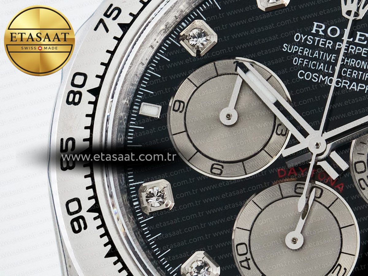Rolex Daytona 126509 QF 1:1 Best Edition Black/Silver Diamonds Dial on SS Braclet SH4131 V5 - Görsel 12