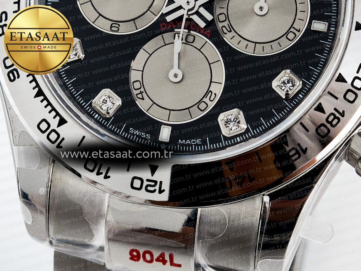 Rolex Daytona 126509 QF 1:1 Best Edition Black/Silver Diamonds Dial on SS Braclet SH4131 V5 - Görsel 13