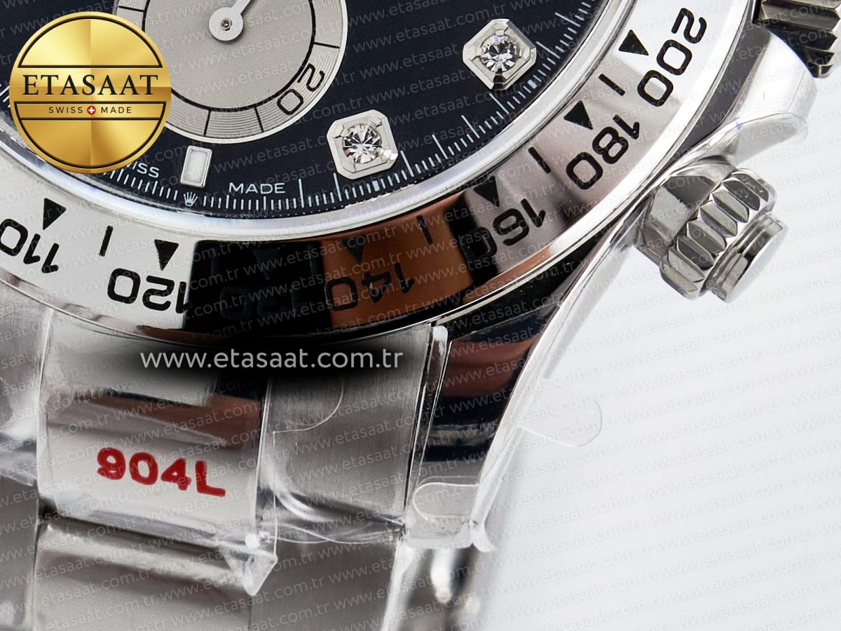 Rolex Daytona 126509 QF 1:1 Best Edition Black/Silver Diamonds Dial on SS Braclet SH4131 V5 - Görsel 14