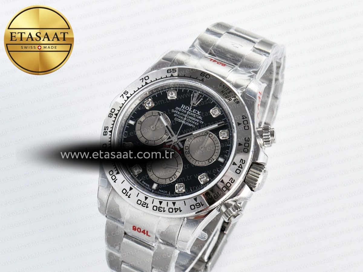 Rolex Daytona 126509 QF 1:1 Best Edition Black/Silver Diamonds Dial on SS Braclet SH4131 V5 - Görsel 2