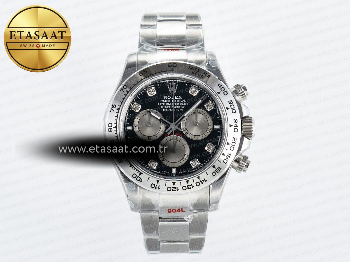 Rolex Daytona 126509 QF 1:1 Best Edition Black/Silver Diamonds Dial on SS Braclet SH4131 V5 - Görsel 3
