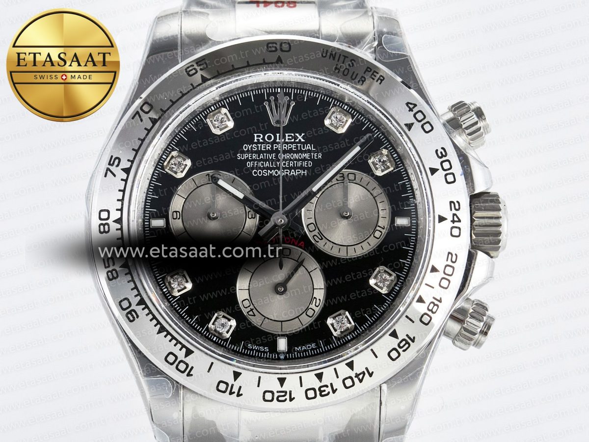 Rolex Daytona 126509 QF 1:1 Best Edition Black/Silver Diamonds Dial on SS Braclet SH4131 V5 - Görsel 4