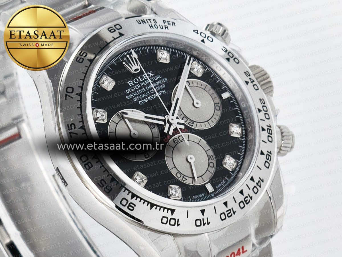 Rolex Daytona 126509 QF 1:1 Best Edition Black/Silver Diamonds Dial on SS Braclet SH4131 V5 - Görsel 5