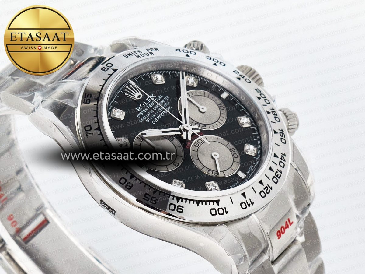 Rolex Daytona 126509 QF 1:1 Best Edition Black/Silver Diamonds Dial on SS Braclet SH4131 V5 - Görsel 7