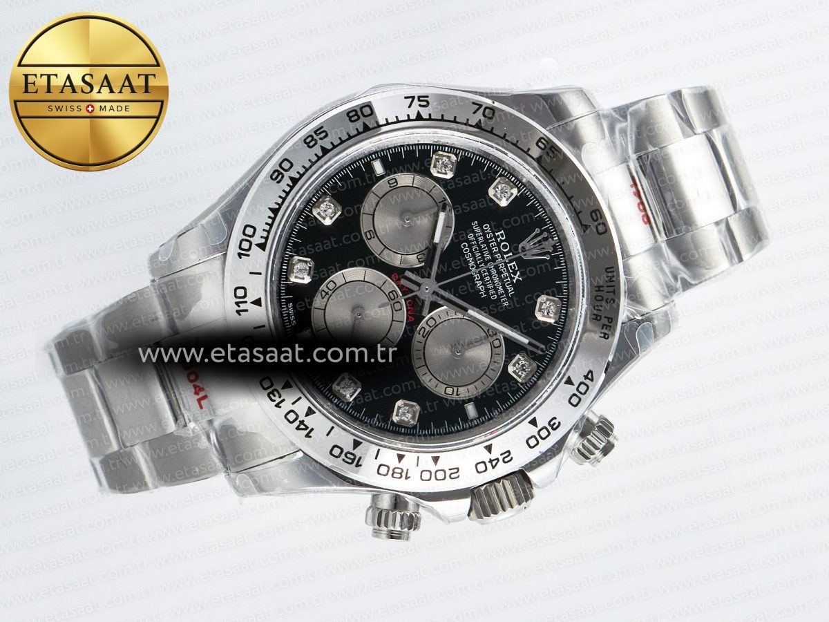 Rolex Daytona 126509 QF 1:1 Best Edition Black/Silver Diamonds Dial on SS Braclet SH4131 V5 - Görsel 8