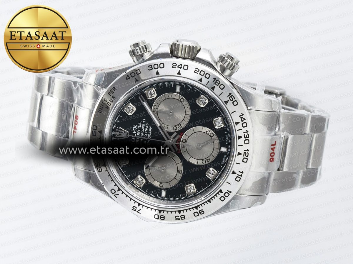 Rolex Daytona 126509 QF 1:1 Best Edition Black/Silver Diamonds Dial on SS Braclet SH4131 V5 - Görsel 9