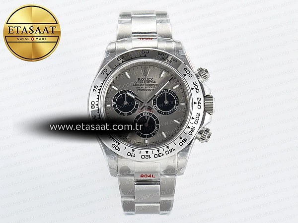 Rolex Daytona 126509 QF Gri/Siyah Kadran Bilezik SH4131 V5 Eta Saat - 1:1 Süper Klon Replika Saat