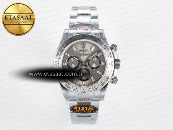 Rolex Daytona 126509 QF Gri Pırlantalı Kristal Ağır Kasa Eta Saat - 1:1 Süper Klon Replika Saat