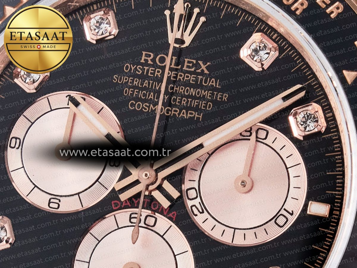 Rolex Daytona 126515 QF 1:1 Best Edition Black/RG Diamonds Dial on Oysterflex Strap SH4131 V5 - Görsel 10
