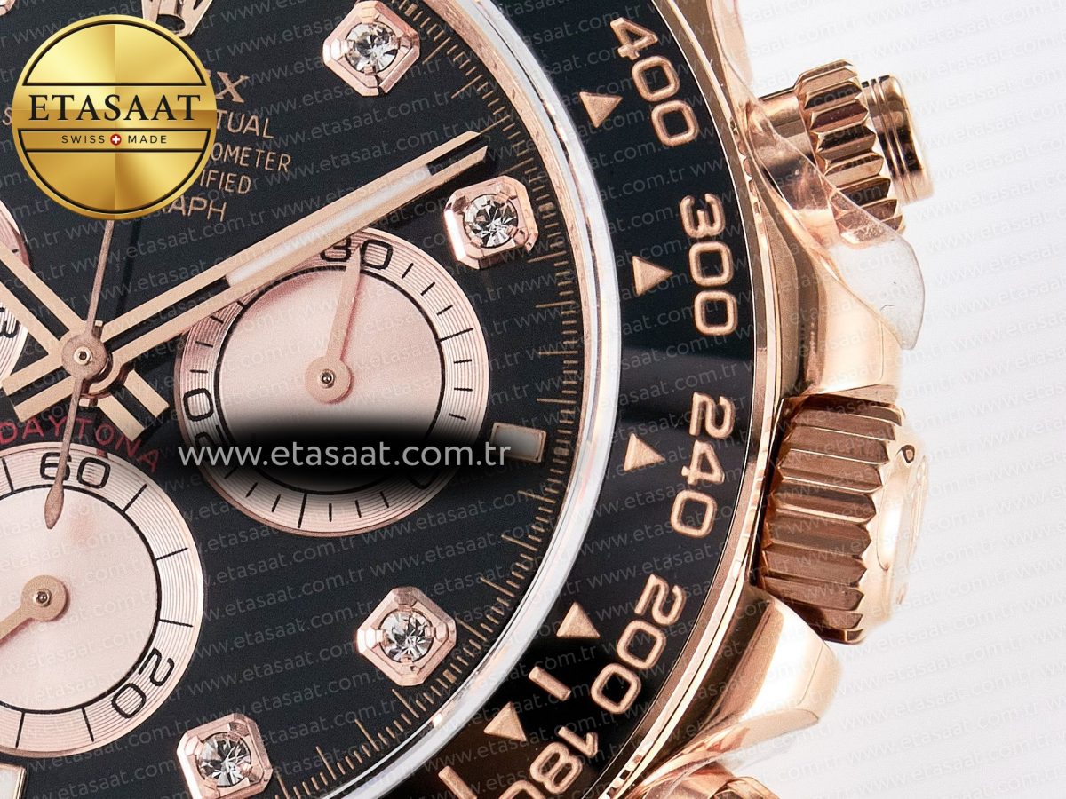 Rolex Daytona 126515 QF 1:1 Best Edition Black/RG Diamonds Dial on Oysterflex Strap SH4131 V5 - Görsel 11