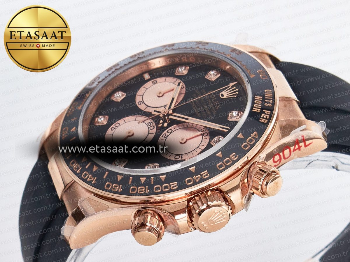 Rolex Daytona 126515 QF 1:1 Best Edition Black/RG Diamonds Dial on Oysterflex Strap SH4131 V5 - Görsel 6