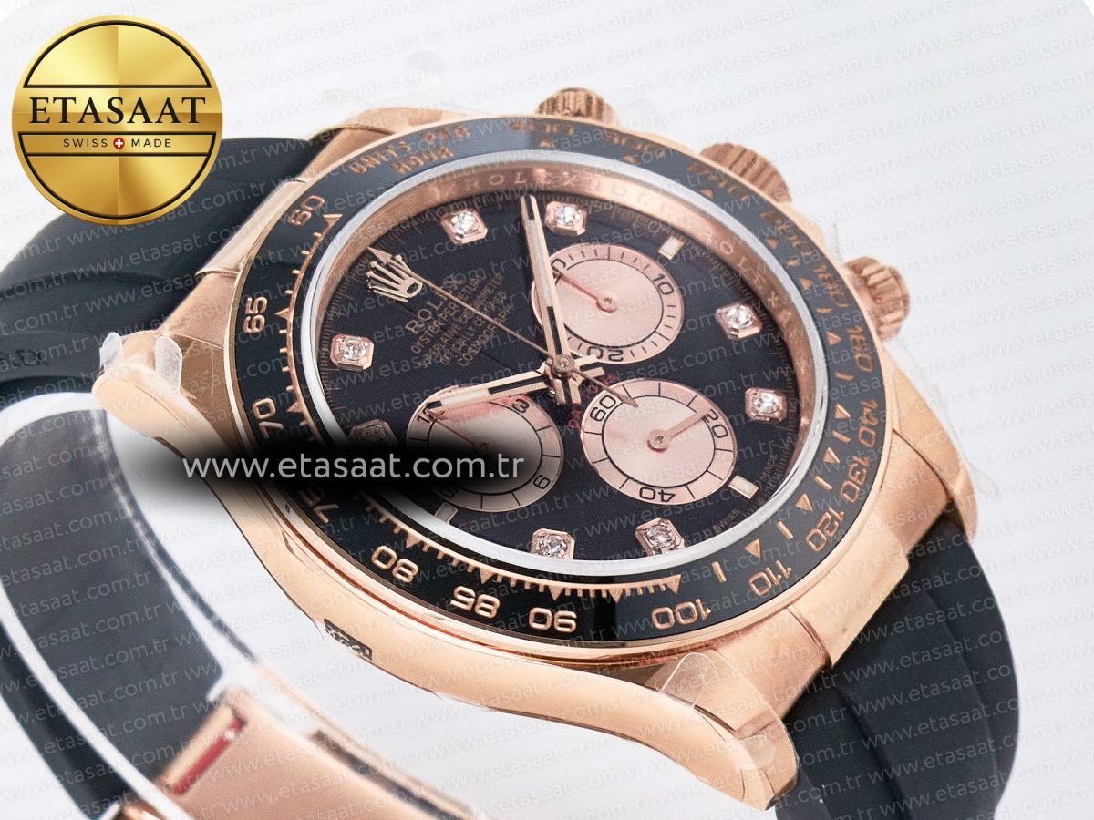 Rolex Daytona 126515 QF 1:1 Best Edition Black/RG Diamonds Dial on Oysterflex Strap SH4131 V5 - Görsel 7