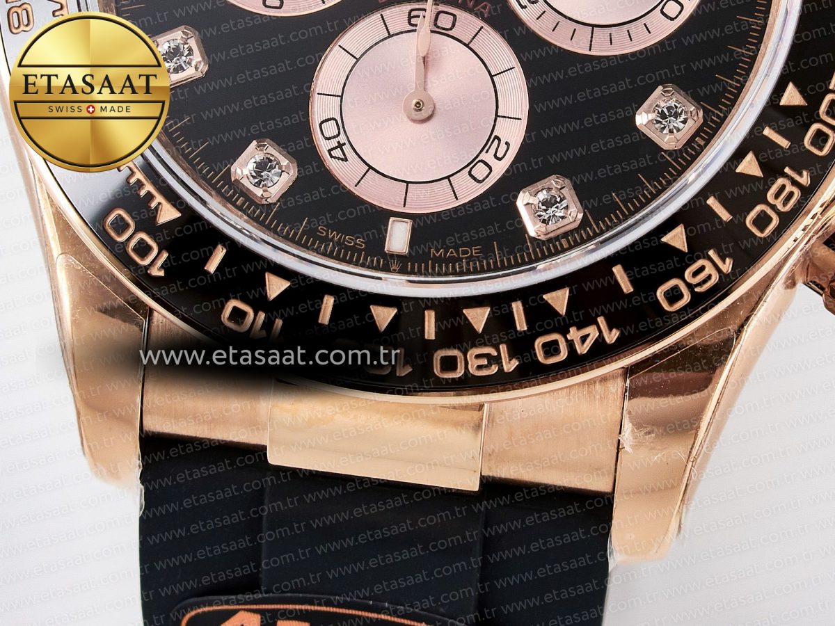 Rolex Daytona 126515 QF 1:1 Best Edition Black/RG Diamonds Dial on Oysterflex Strap SH4131 V6（Gain Weight） - Görsel 13