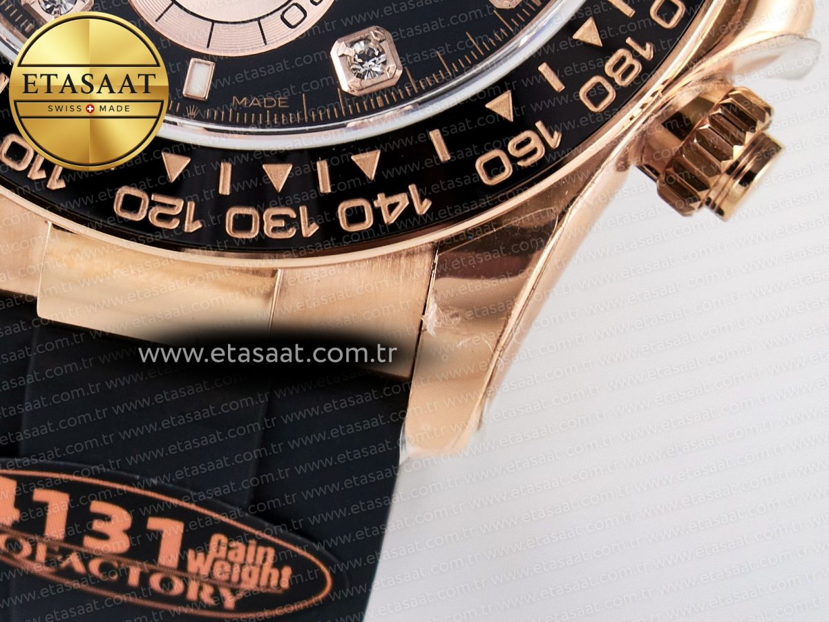 Rolex Daytona 126515 QF 1:1 Best Edition Black/RG Diamonds Dial on Oysterflex Strap SH4131 V6（Gain Weight） - Görsel 14