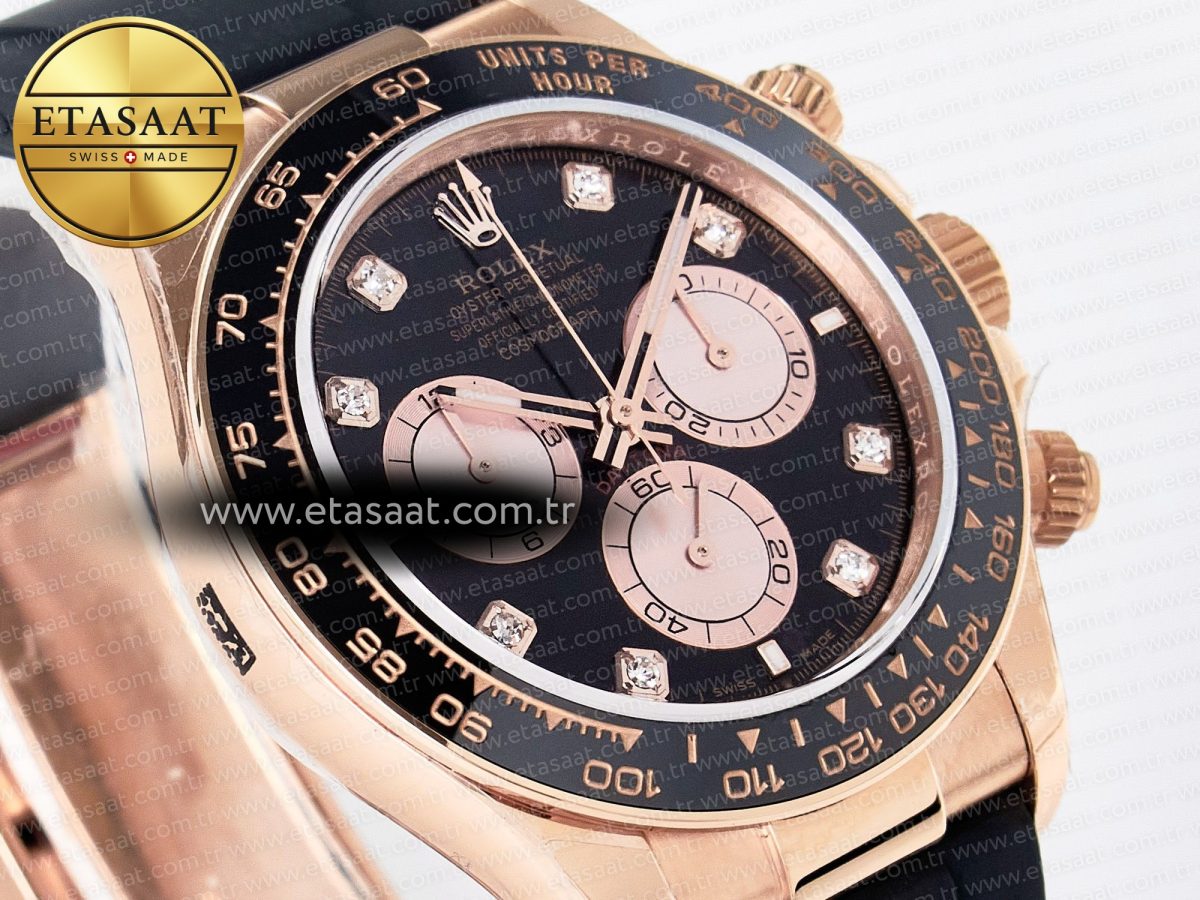 Rolex Daytona 126515 QF 1:1 Best Edition Black/RG Diamonds Dial on Oysterflex Strap SH4131 V6（Gain Weight） - Görsel 5