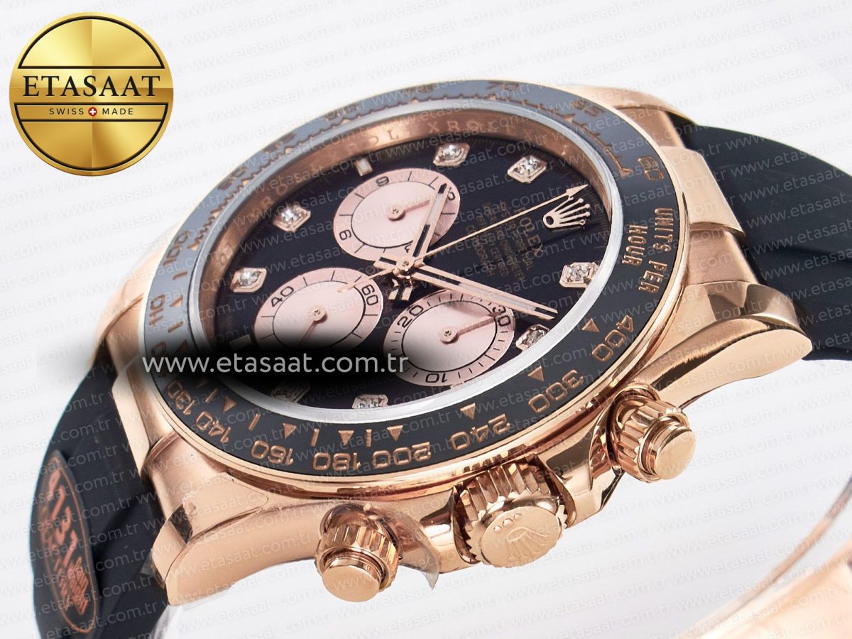 Rolex Daytona 126515 QF 1:1 Best Edition Black/RG Diamonds Dial on Oysterflex Strap SH4131 V6（Gain Weight） - Görsel 6