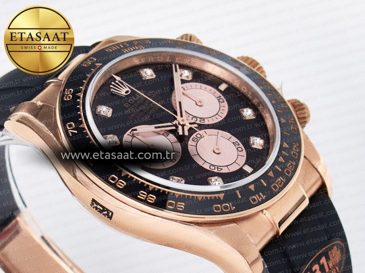 Rolex Daytona 126515 QF 1:1 Best Edition Black/RG Diamonds Dial on Oysterflex Strap SH4131 V6（Gain Weight） - Görsel 7