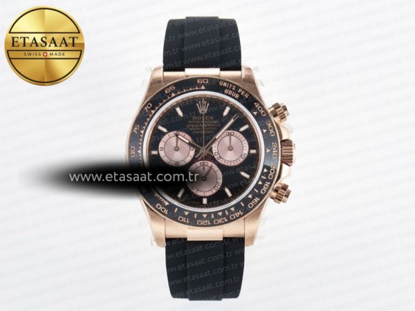 Rolex Daytona 126515 QF RG/Siyah Kadran Oysterflex Reserve Eta Saat - 1:1 Süper Klon Replika Saat