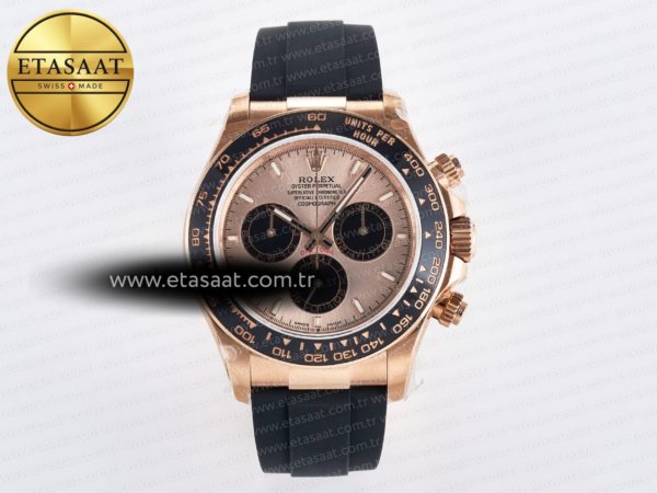 Rolex Daytona 126515 QF RG/Siyah Kadran Oysterflex SH4131 Eta Saat - 1:1 Süper Klon Replika Saat