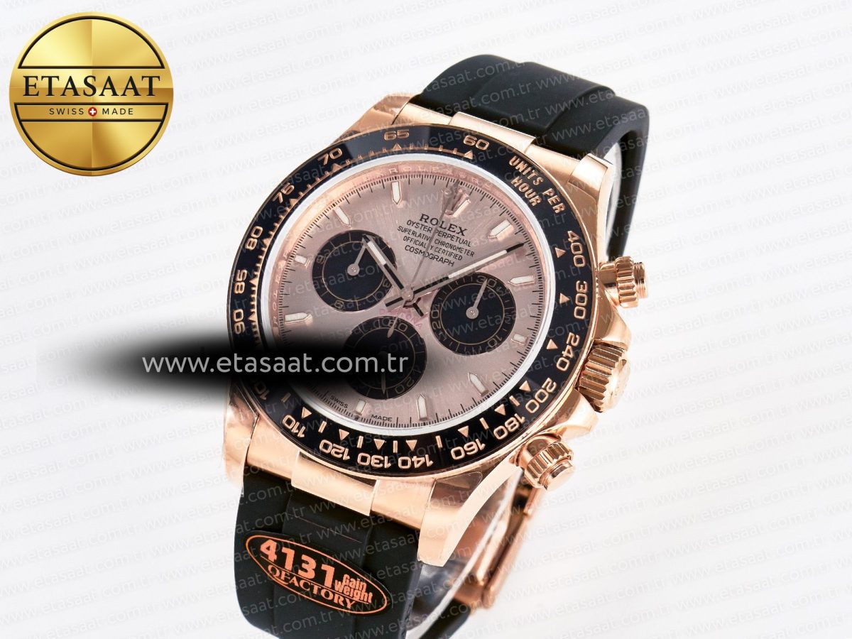 Rolex Daytona 126515 QF 1:1 Best Edition RG/Black Dial on Oysterflex Strap SH4131 V6（Gain Weight） - Görsel 1