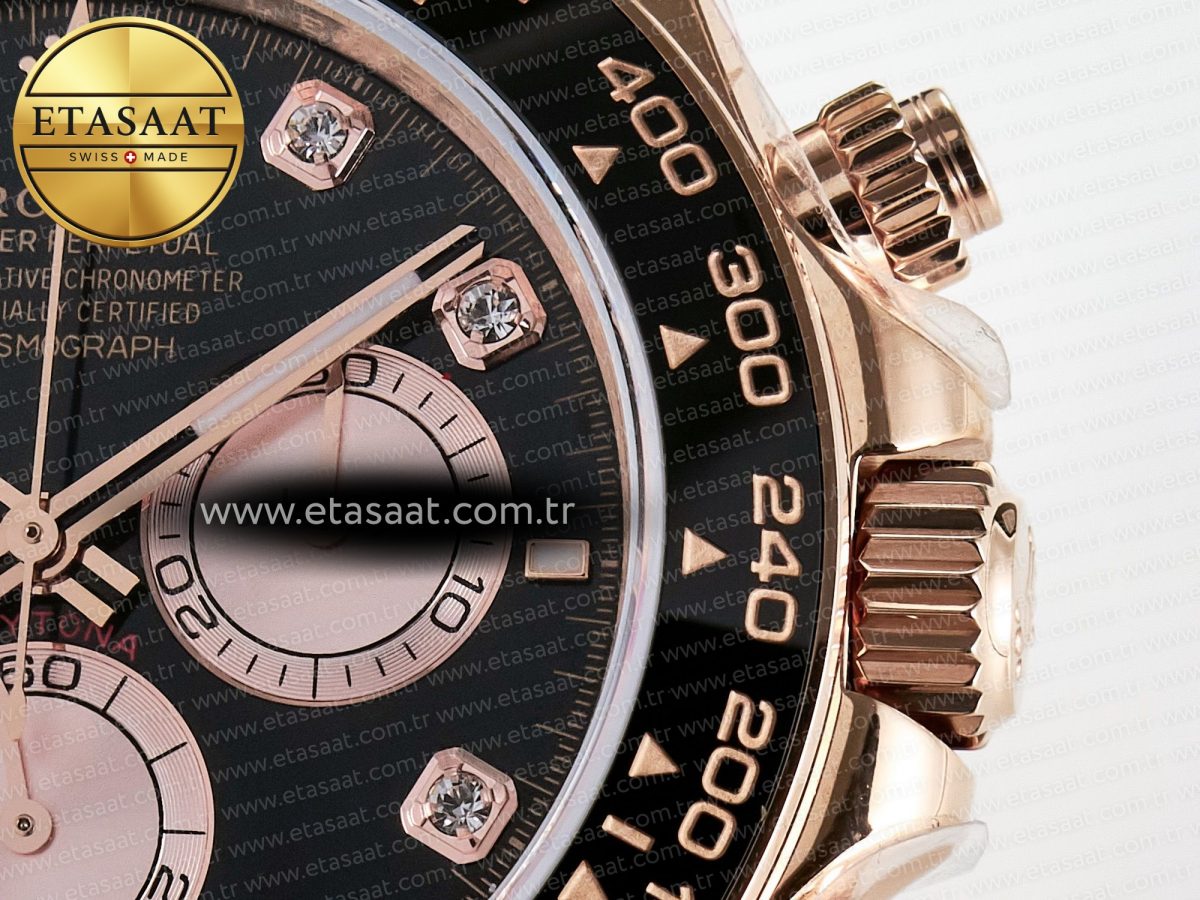 Rolex Daytona 126515 QF 1:1 Best Edition RG/Black Diamonds Dial on Oysterflex Strap QF4131 V10 (48 Hours Power Reserve) - Görsel 11