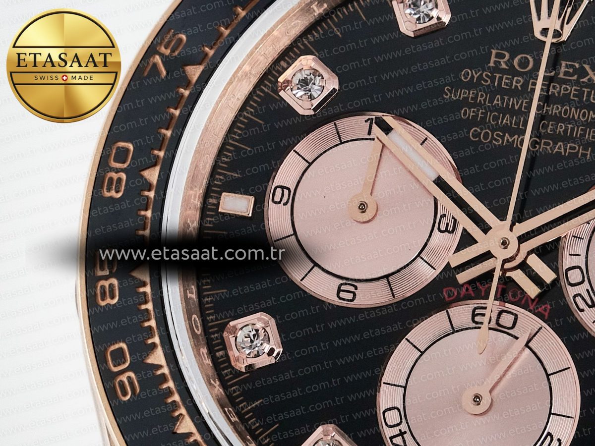 Rolex Daytona 126515 QF 1:1 Best Edition RG/Black Diamonds Dial on Oysterflex Strap QF4131 V10 (48 Hours Power Reserve) - Görsel 13