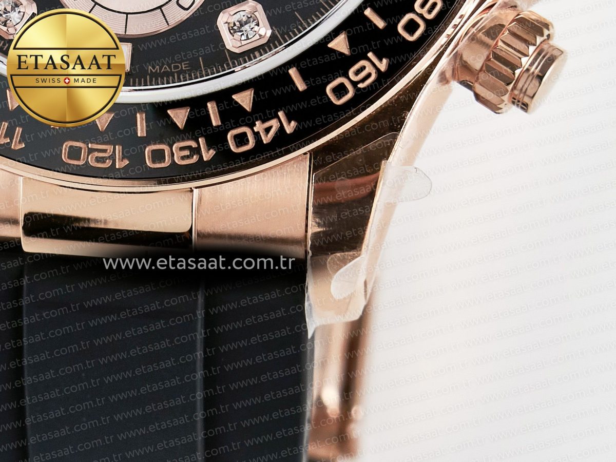 Rolex Daytona 126515 QF 1:1 Best Edition RG/Black Diamonds Dial on Oysterflex Strap QF4131 V10 (48 Hours Power Reserve) - Görsel 14
