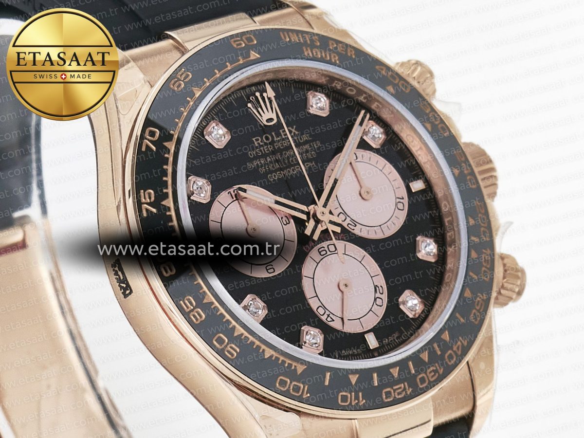 Rolex Daytona 126515 QF 1:1 Best Edition RG/Black Diamonds Dial on Oysterflex Strap QF4131 V10 (48 Hours Power Reserve) - Görsel 5