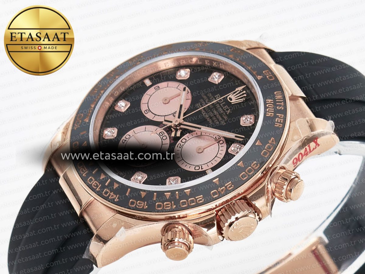 Rolex Daytona 126515 QF 1:1 Best Edition RG/Black Diamonds Dial on Oysterflex Strap QF4131 V10 (48 Hours Power Reserve) - Görsel 6