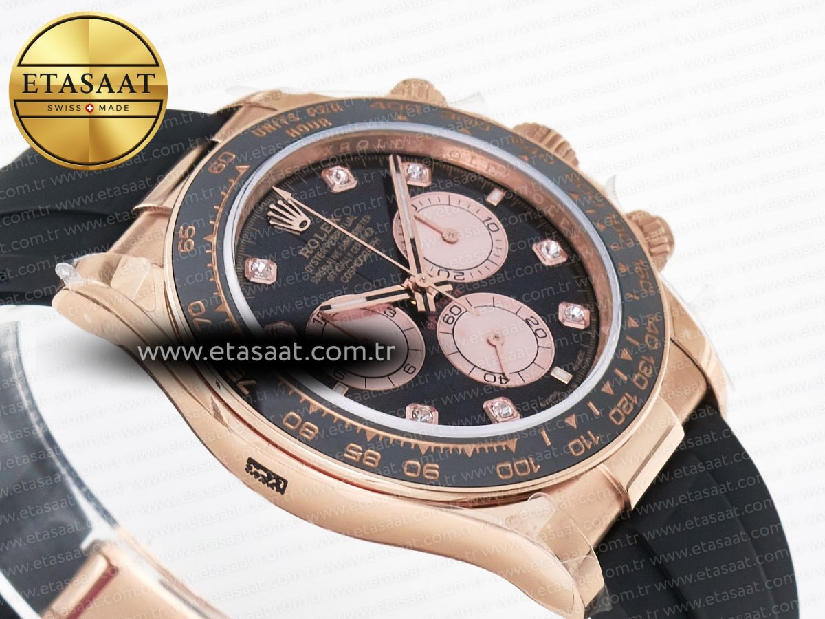 Rolex Daytona 126515 QF 1:1 Best Edition RG/Black Diamonds Dial on Oysterflex Strap QF4131 V10 (48 Hours Power Reserve) - Görsel 7