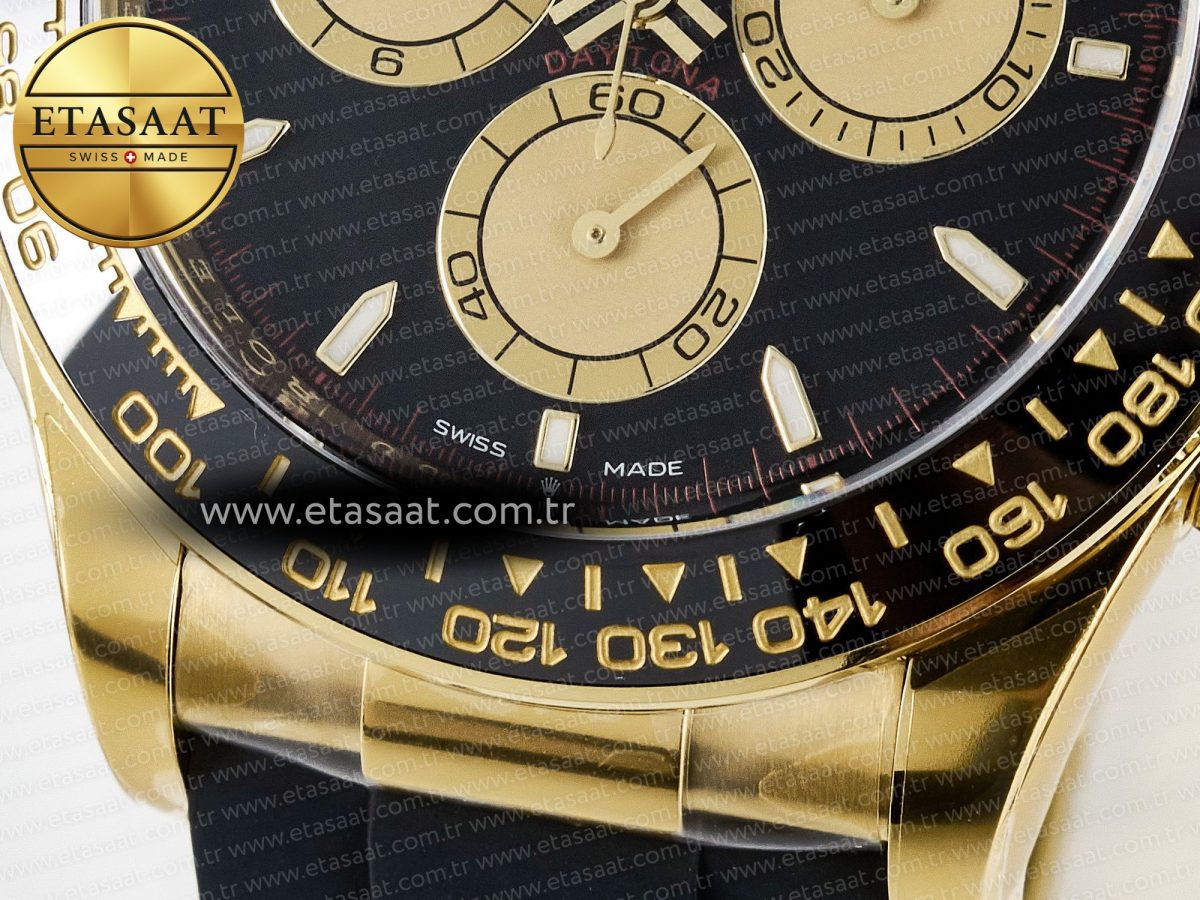 Rolex Daytona 126518 Clean YG 1:1 Best Edition Black/YG Dial on Oysterflex Rubber Strap SH4131 - Görsel 12