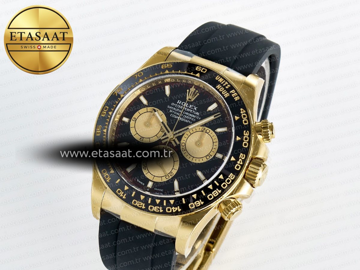 Rolex Daytona 126518 Clean YG 1:1 Best Edition Black/YG Dial on Oysterflex Rubber Strap SH4131 - Görsel 2