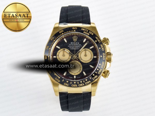 Rolex Daytona 126518 Clean YG Siyah/Altın Kadran SH4131 Eta Saat - 1:1 Süper Klon Replika Saat
