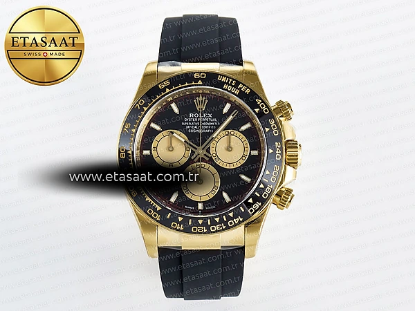 Rolex Daytona 126518 Clean YG Siyah/Altın Kadran SH4131 Eta Saat - 1:1 Süper Klon Replika Saat