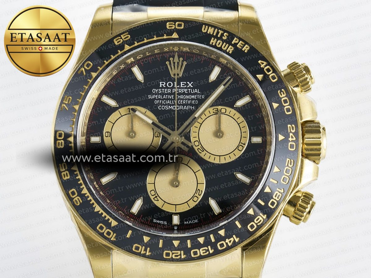 Rolex Daytona 126518 Clean YG 1:1 Best Edition Black/YG Dial on Oysterflex Rubber Strap SH4131 - Görsel 4