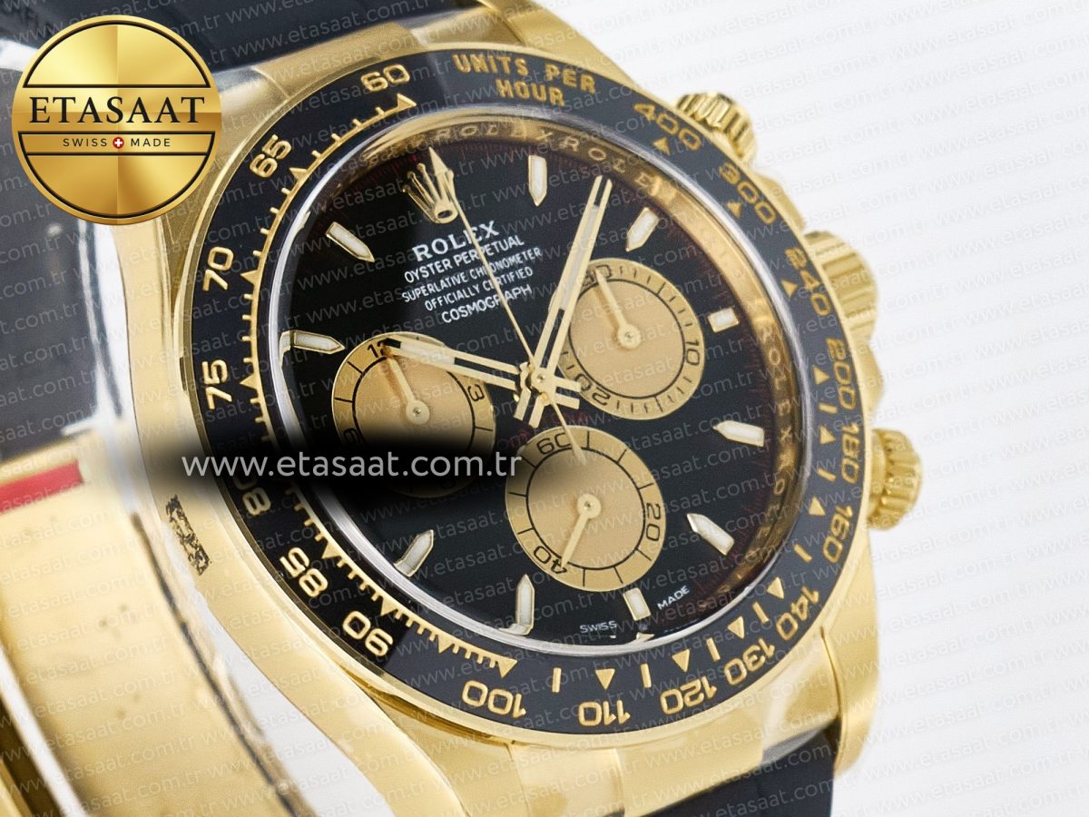 Rolex Daytona 126518 Clean YG 1:1 Best Edition Black/YG Dial on Oysterflex Rubber Strap SH4131 - Görsel 5