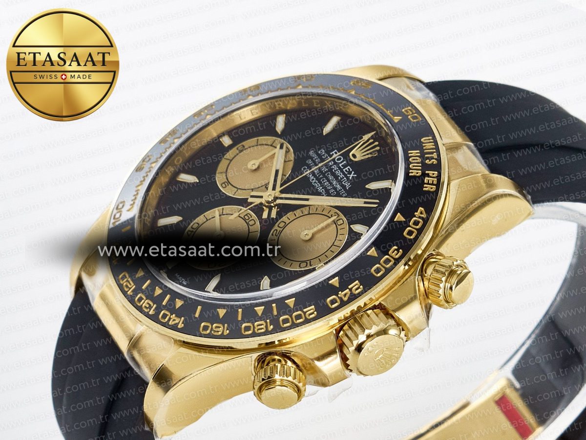 Rolex Daytona 126518 Clean YG 1:1 Best Edition Black/YG Dial on Oysterflex Rubber Strap SH4131 - Görsel 6